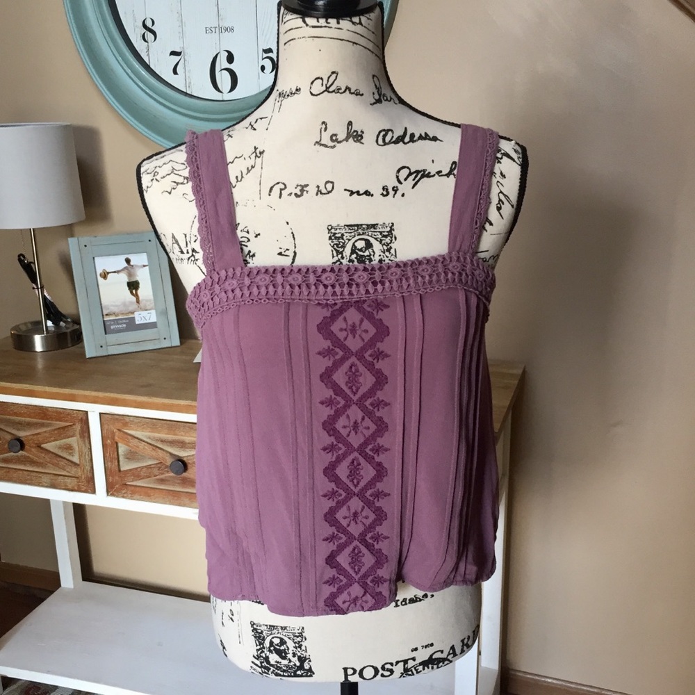 Mason Belle Purple embroidered crop top